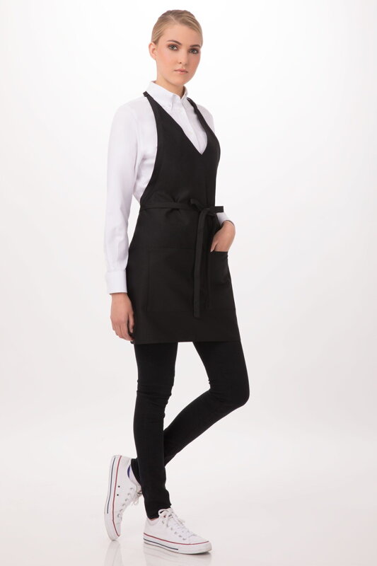 Čašnícka zástera  V-Neck Tuxedo Apron (F23)